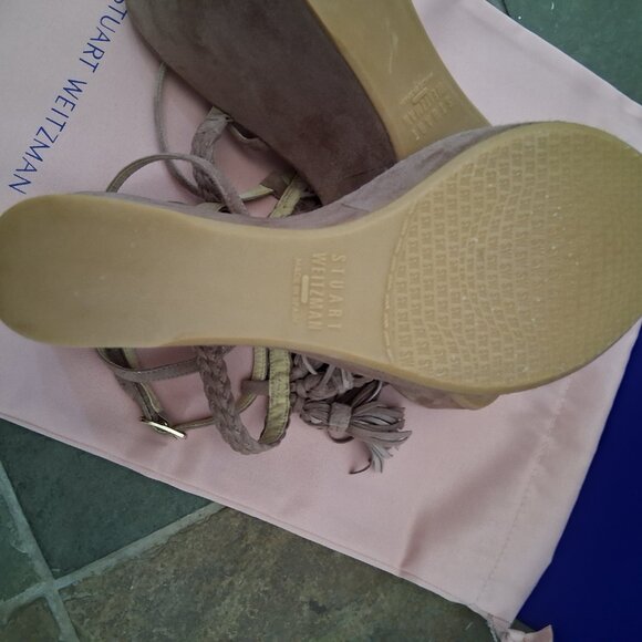 Stuart Weitzman Wedge Suede Sandals Shoes - Picture 4 of 10